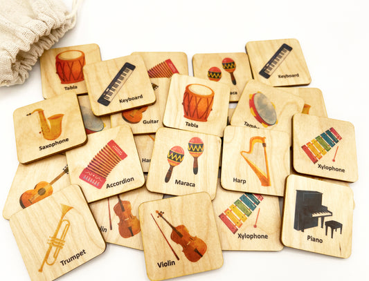 Wooden Music Instruments Memory Game