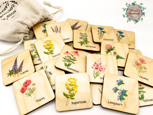 Wooden Wildflowers memory game