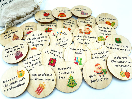 Wooden Christmas Advent Calendar tokens