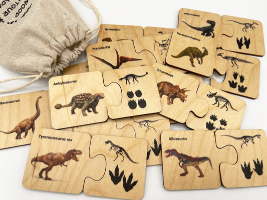 Wooden Dinosaurs Track Matching Puzzle