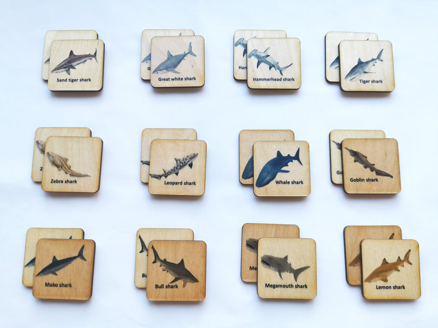 Wooden Sharks Memory Game