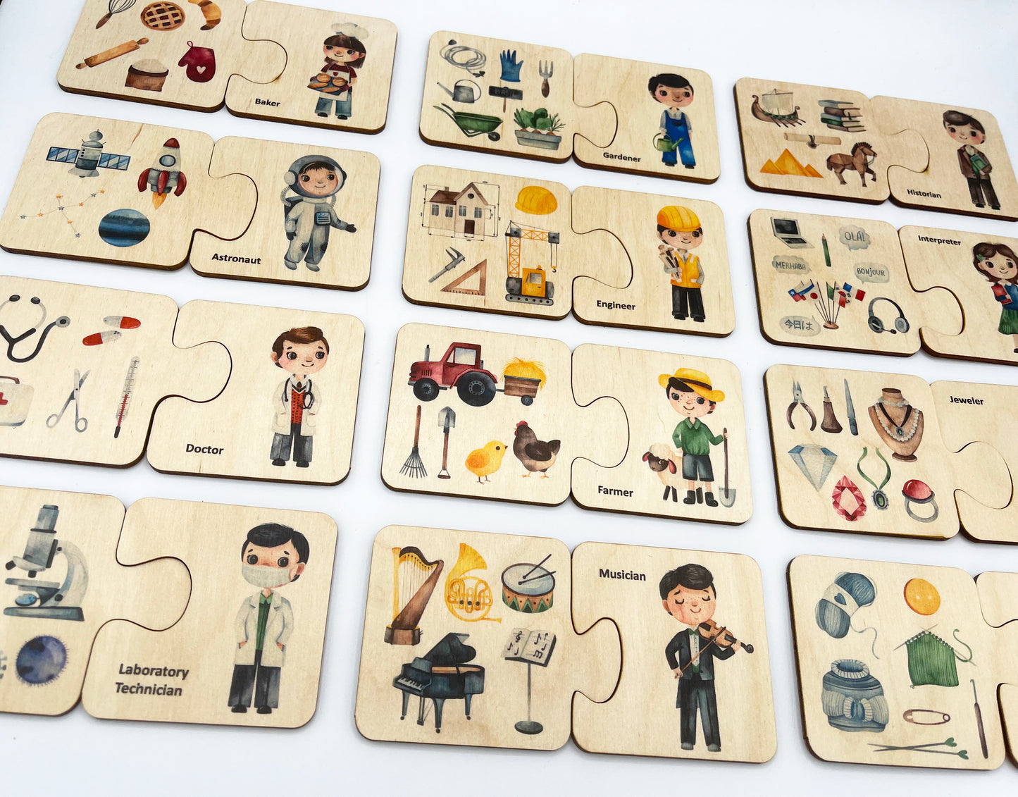 Wooden Occupations Matching Puzzle