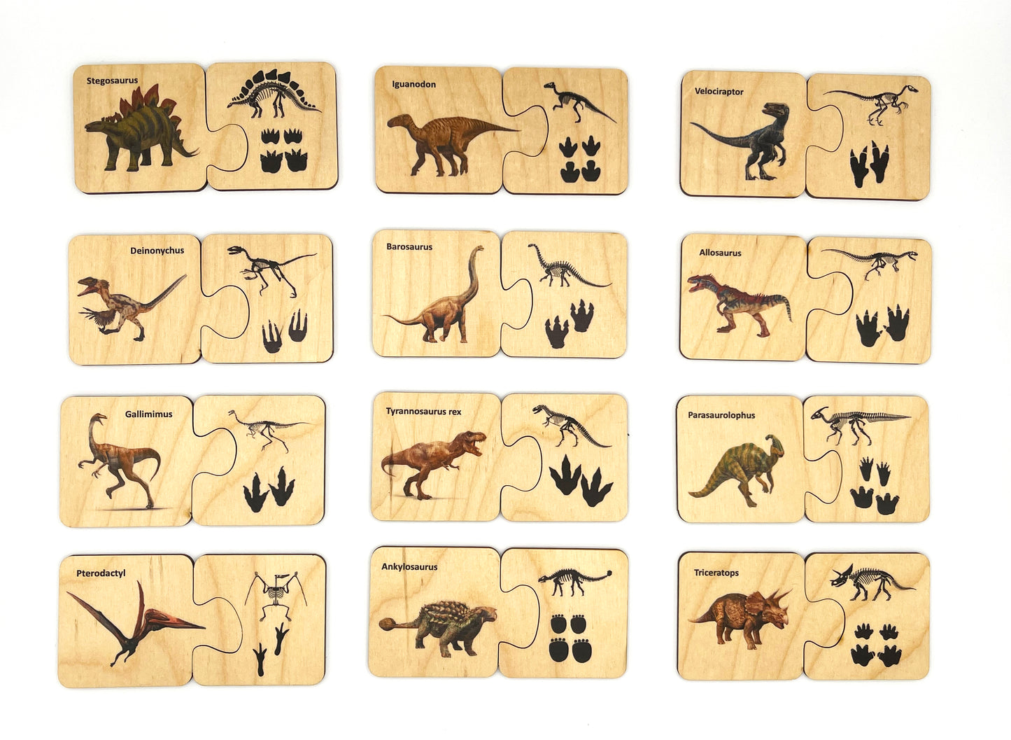 Wooden Dinosaurs Track Matching Puzzle