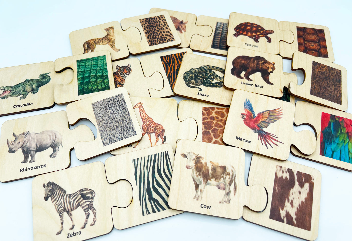 Wooden Animals Skin Pattern Matching Puzzle