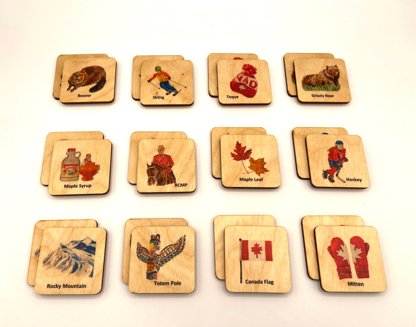 Wooden Canada Symbols Memory Game