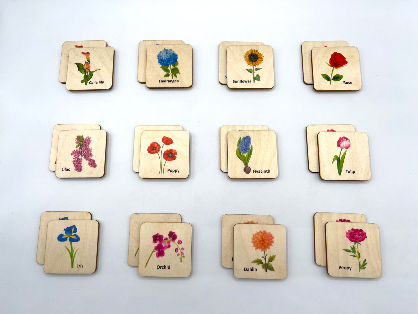 Wooden Flowers Memory Game