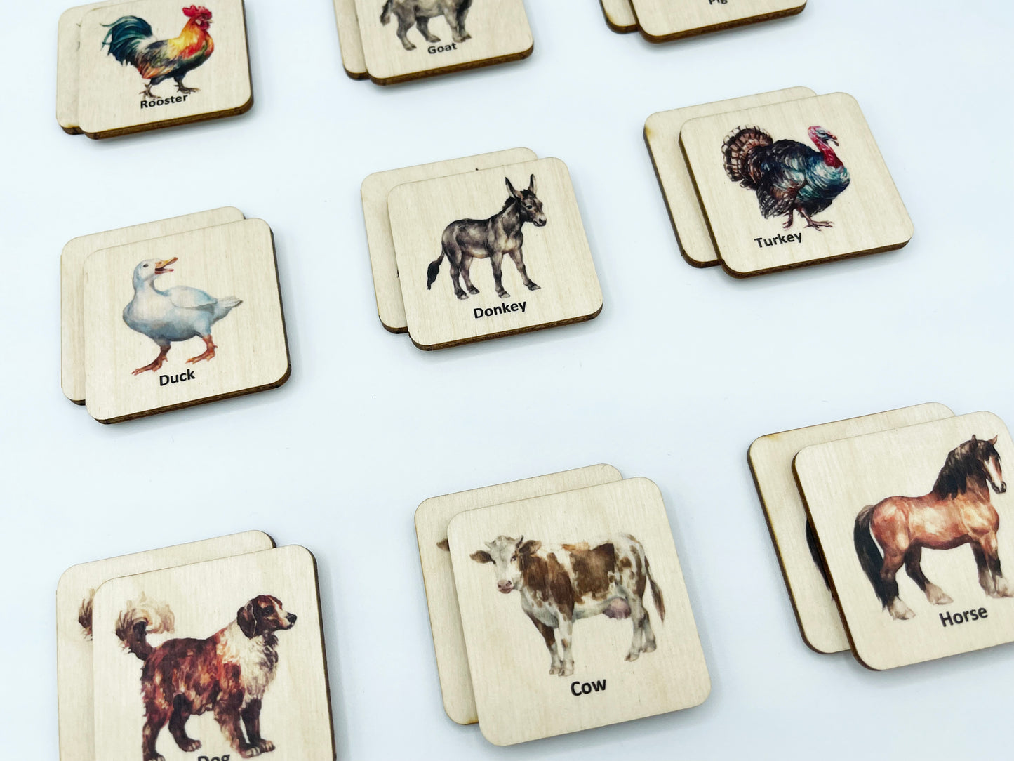 Wooden Farm Animals Memory Game
