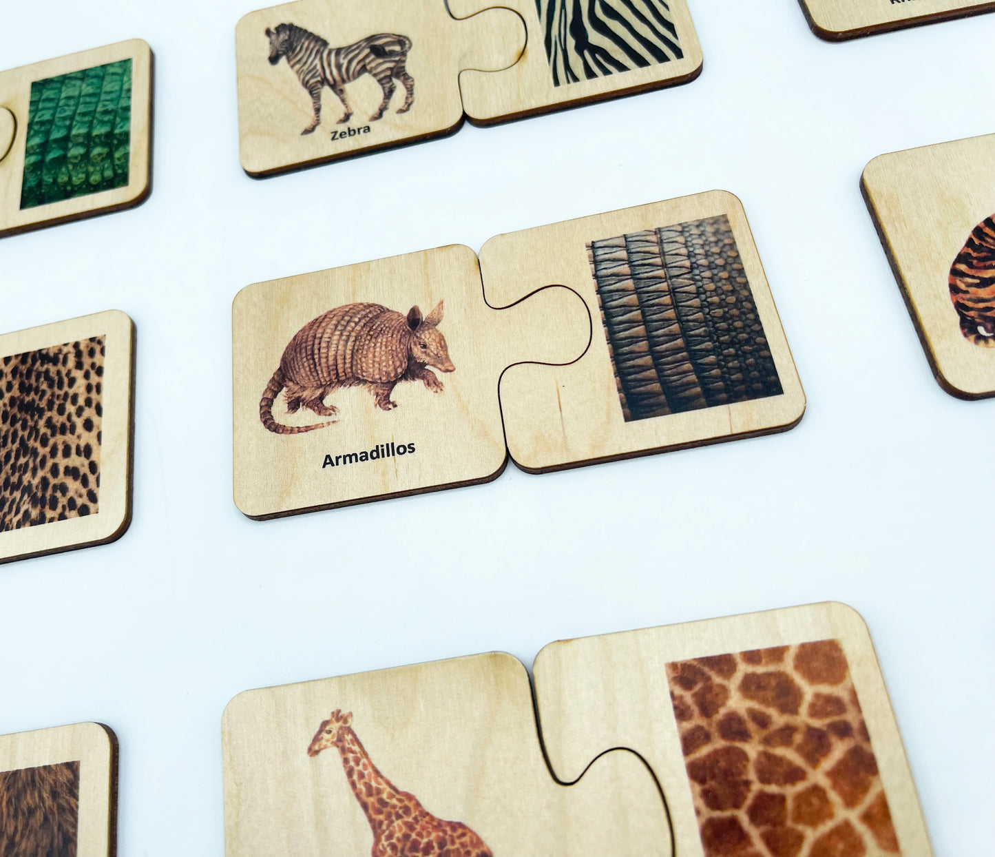 Wooden Animals Skin Pattern Matching Puzzle