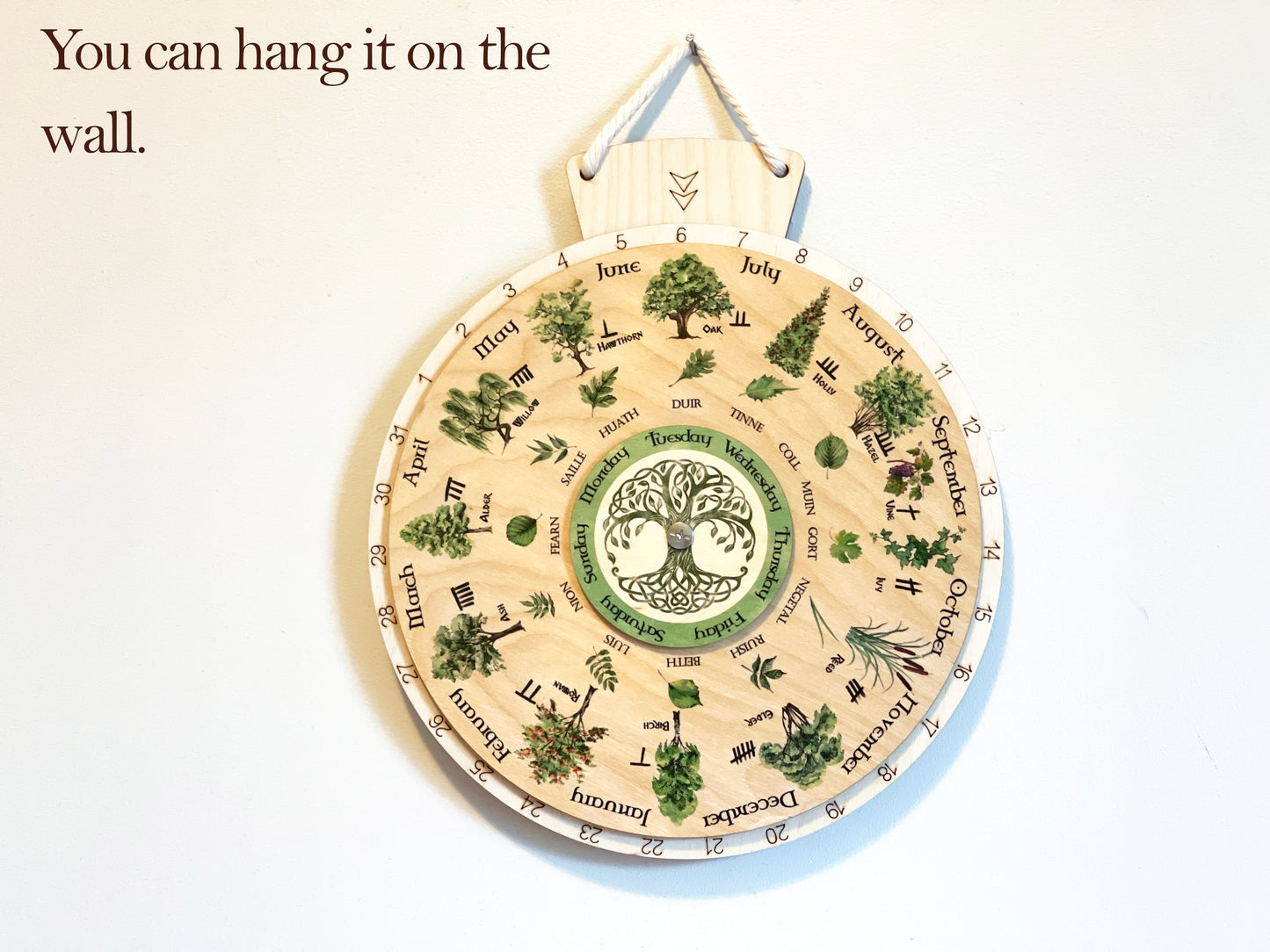 Wooden Celtic Tree Calendar Wheel