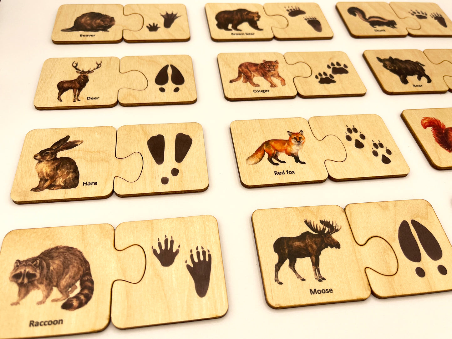 Wooden Woodland Animals Tracks Puzzle