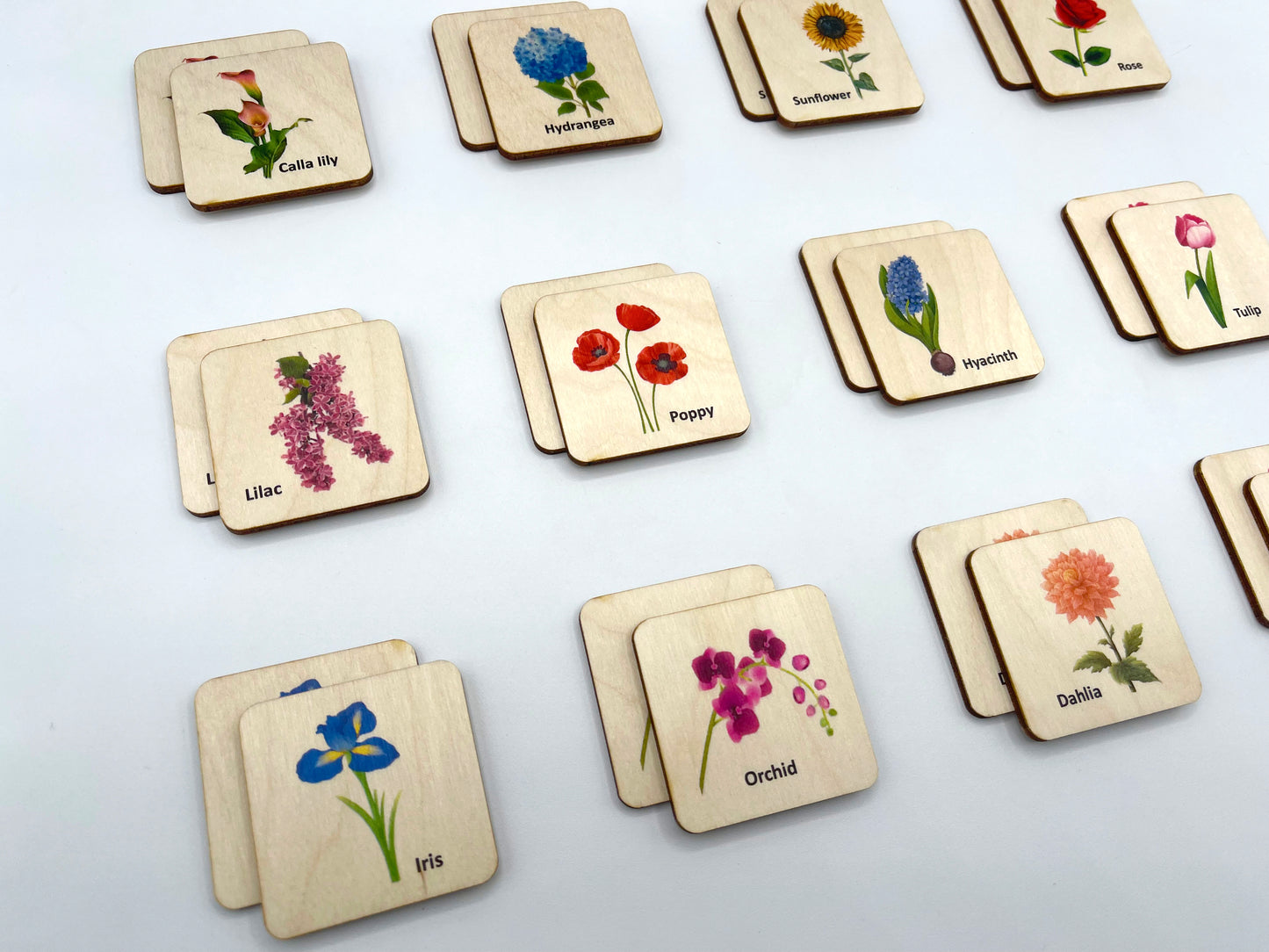 Wooden Flowers Memory Game
