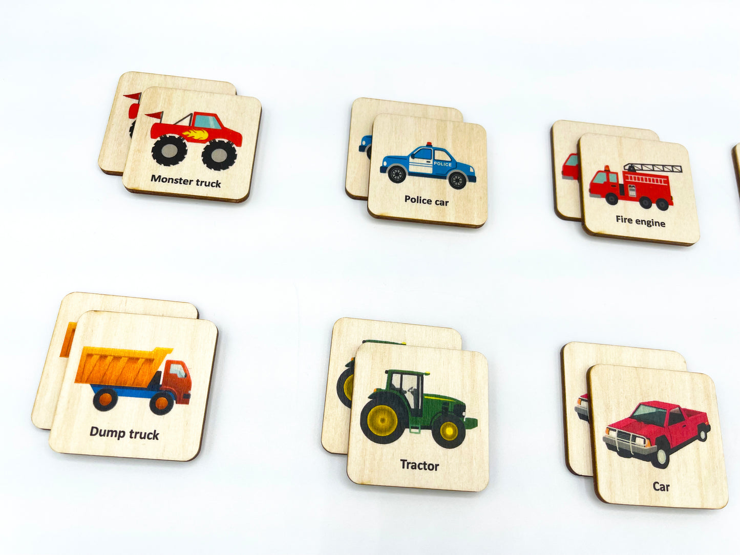 Wooden Car Truck Memory Game