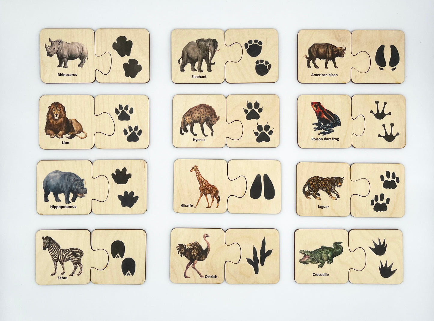 Wooden Wild Animals Tracks Puzzle