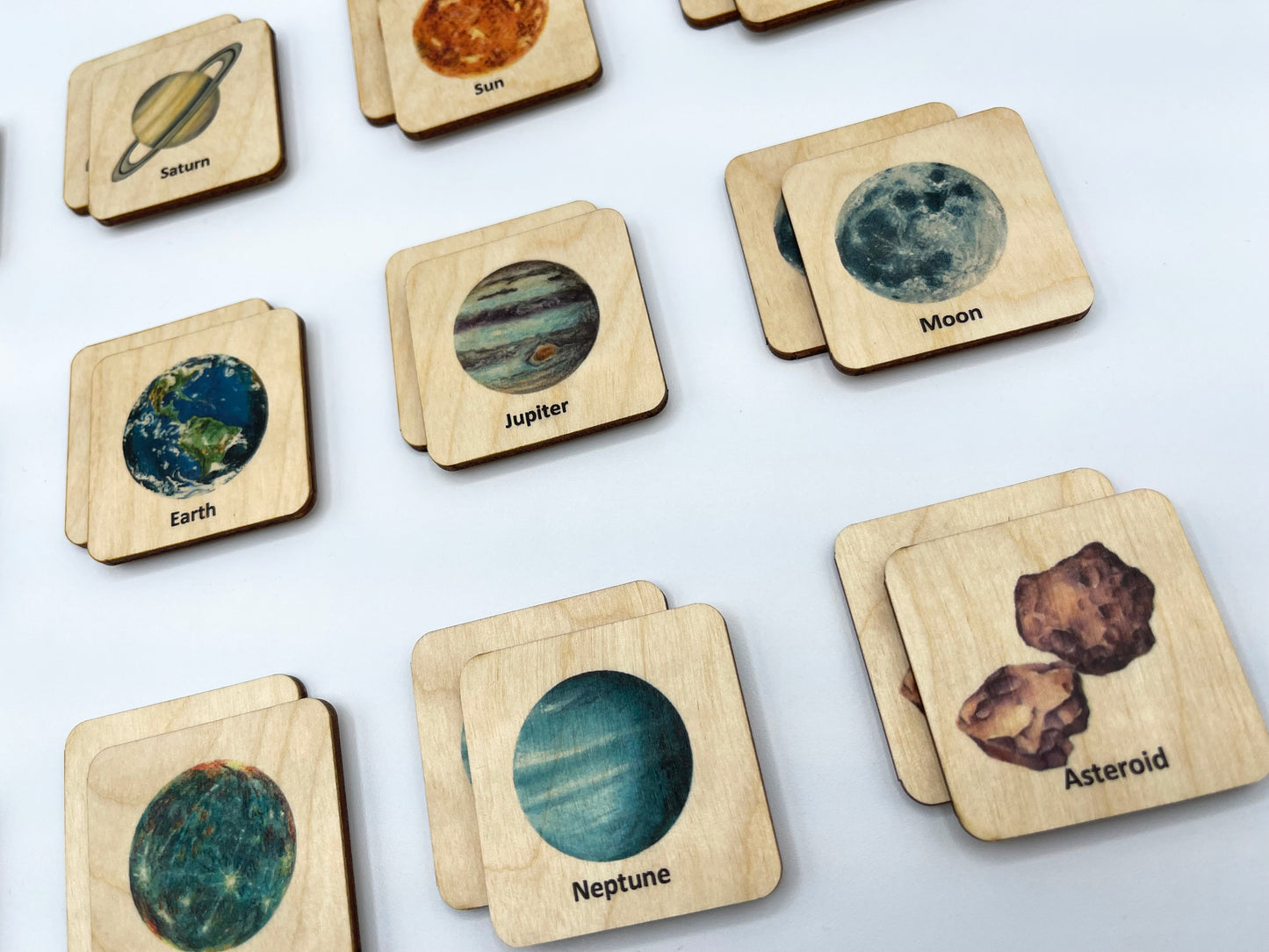 Wooden Space Solar System Memory Game