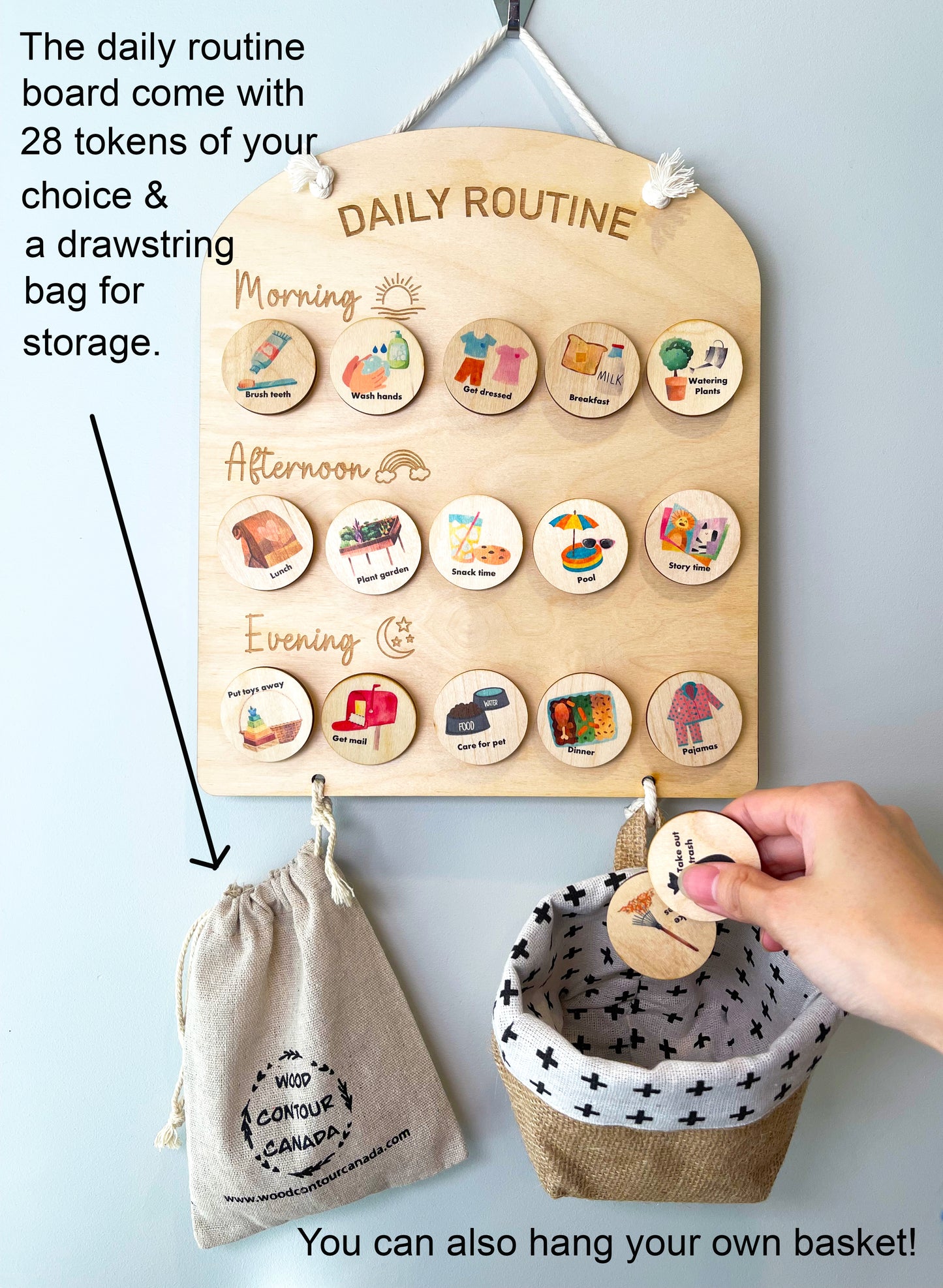 Personalized Daily Routine Board with tokens