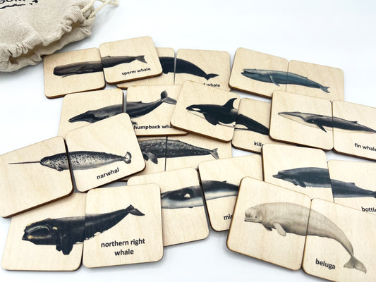 Wooden Whales Matching Puzzle