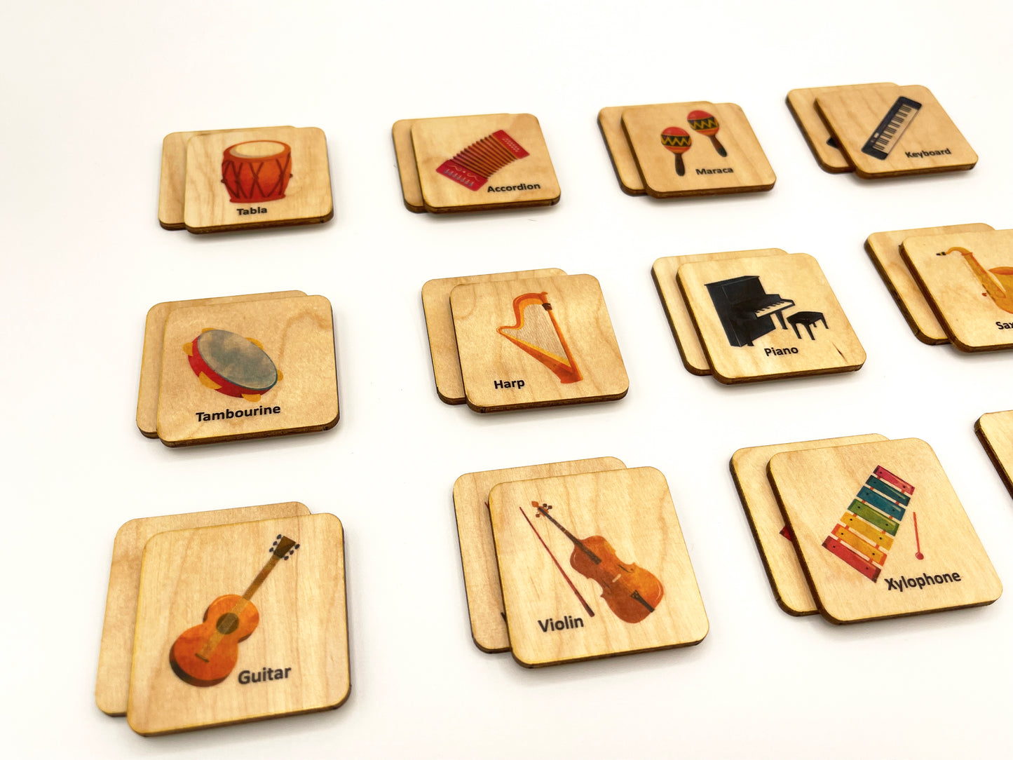 Wooden Music Instruments Memory Game