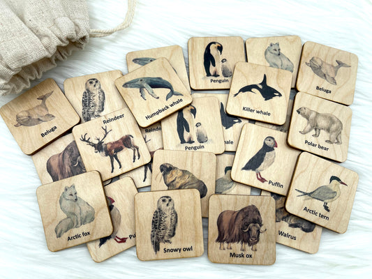 Wooden Arctic Animals Memory Game