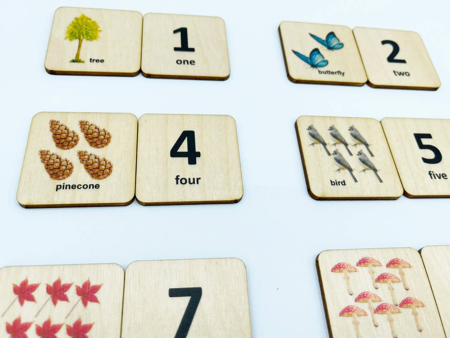 Wood counting nature numbers match cards