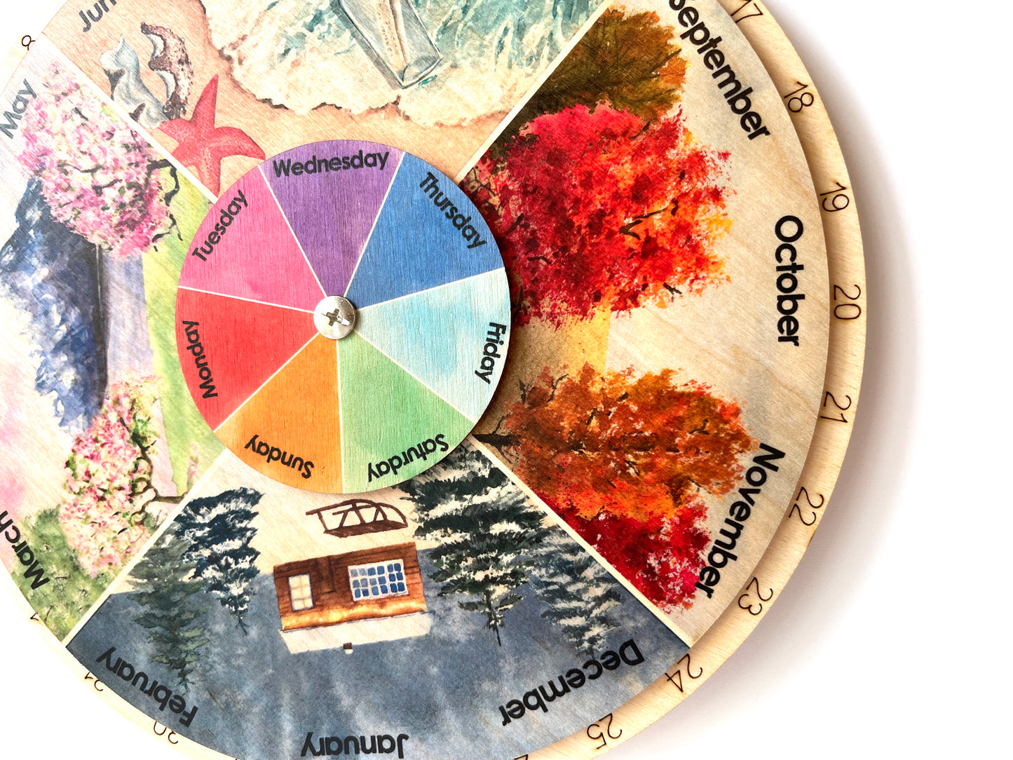 Wooden Four Seasons Wheel Calendar