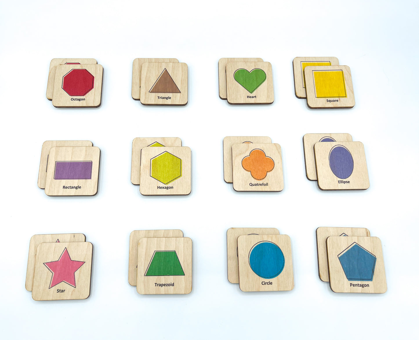 Wooden Geometric Shapes Memory Game