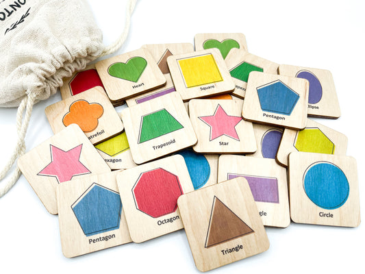 Wooden Geometric Shapes Memory Game