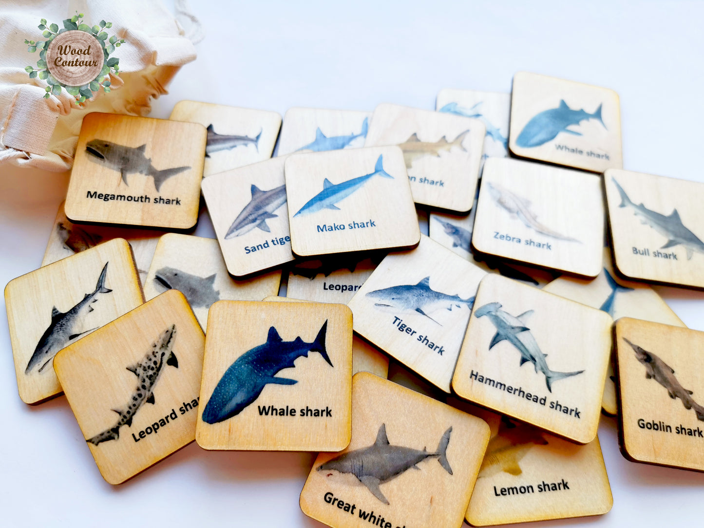 Wooden Sharks Memory Game