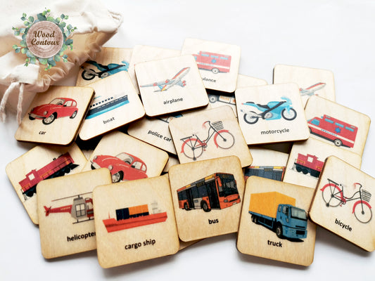 Wooden Transportation Memory Game
