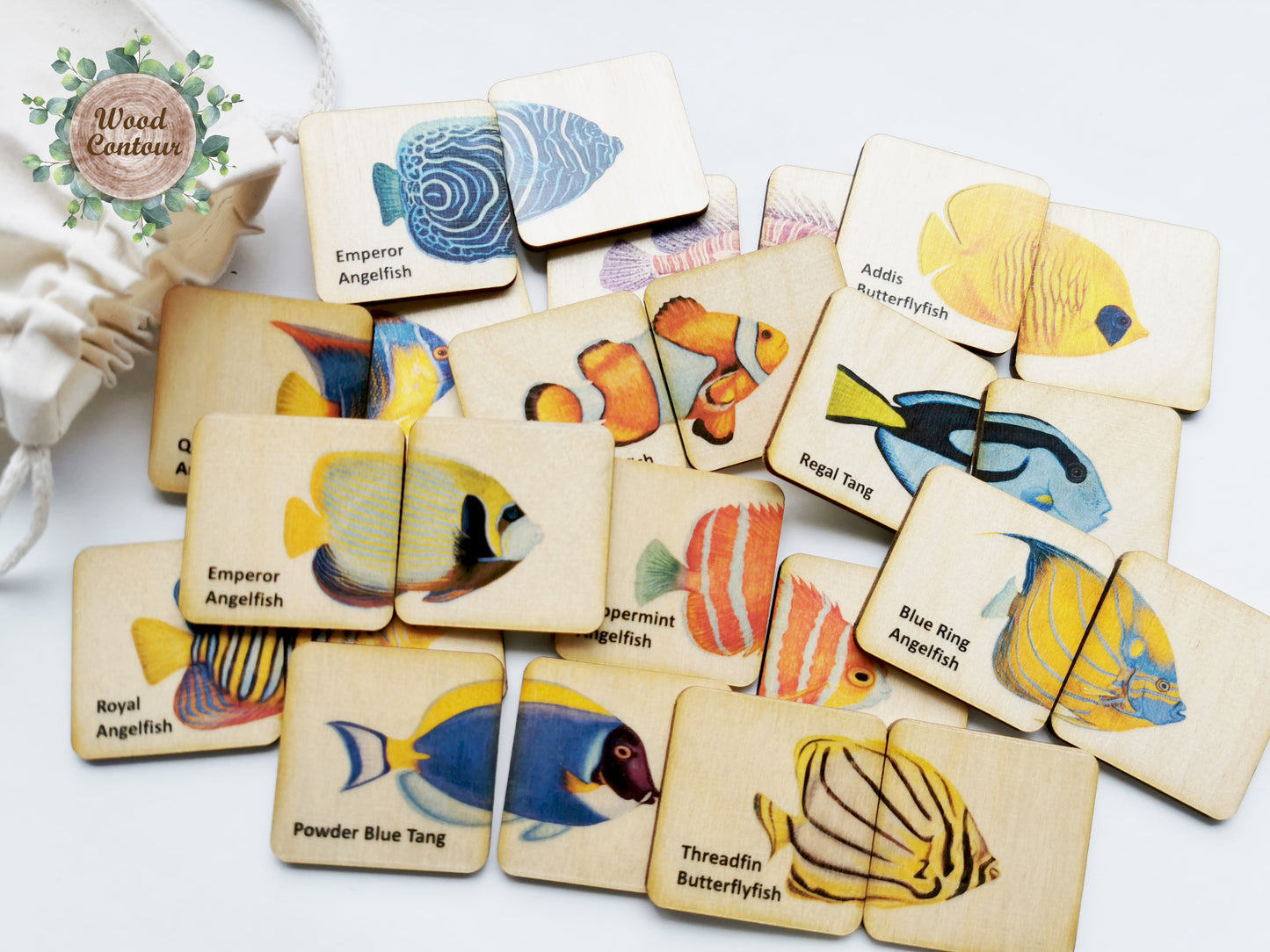 Wooden Tropical Fish Matching Puzzle