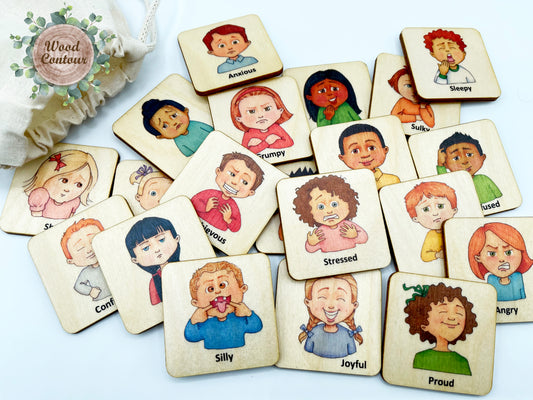 Wooden Kids Emotion Cards