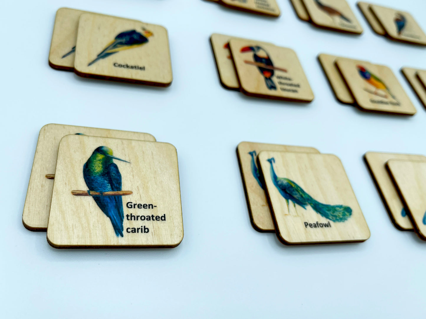 Wooden Tropical Birds Memory Game