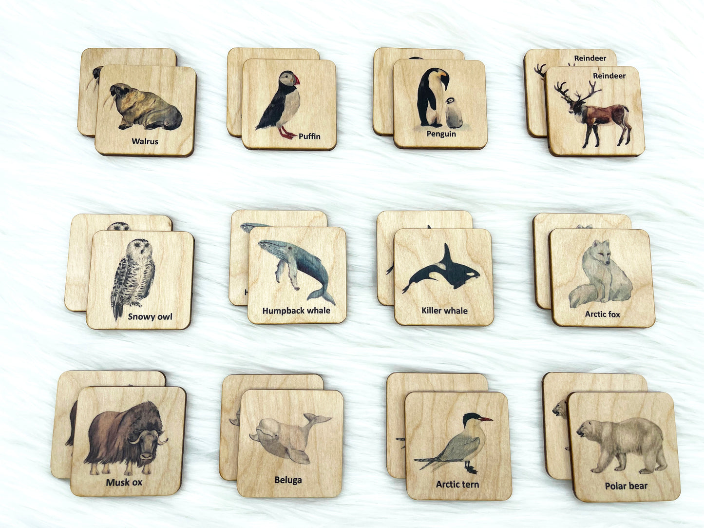Wooden Arctic Animals Memory Game